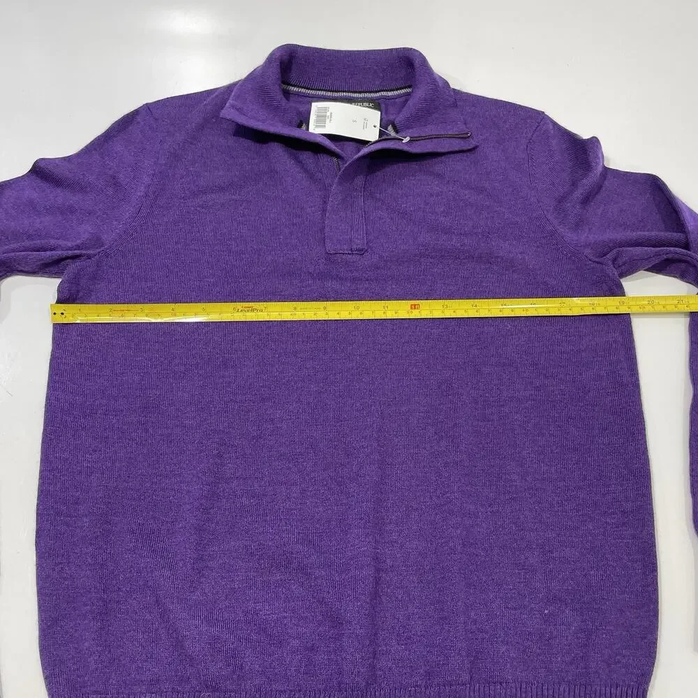 Banana Republic 1/4 Zip Merino Wool Pullover Sweater Men’s Small Purple New